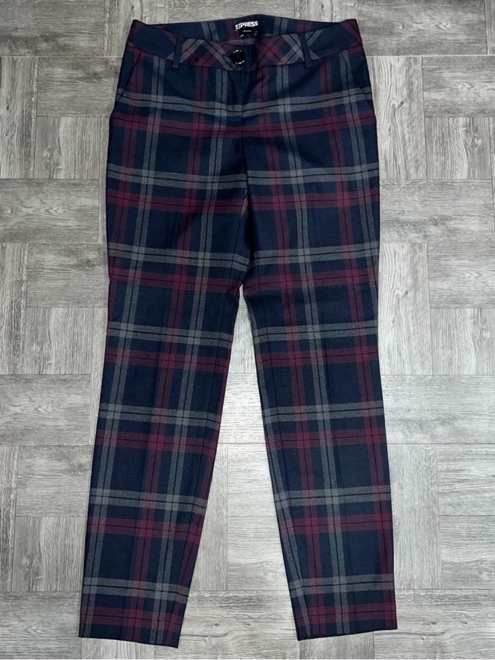 Express Blue Plaid Columnist Pants Size 0